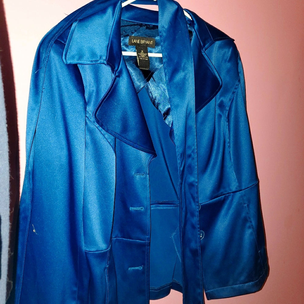Lane Bryant blue iridescent light spring peacoat